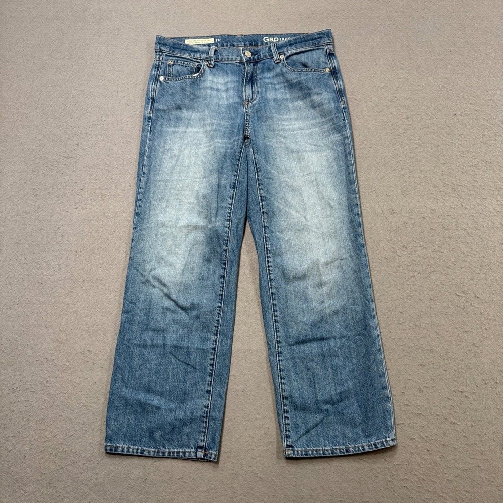 GAP 1969 Jeans Women's 27 Medium Blue Denim Original Wide Leg Crop Relaxed Fit